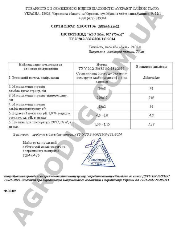 АТО "Жук" (75 мл) від Ukravit, Україна